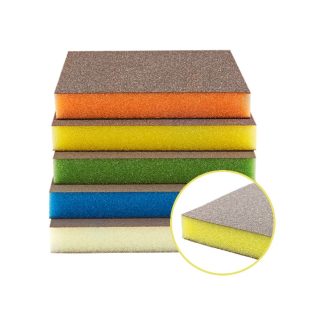 Šveitimo kempinėlė dvipusė 98x120x13mm, 100 vnt. Fine P220-400 geltona